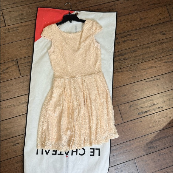 Le Chateau Sequin Cap Sleeve Dress nude/pink size M - Picture 3 of 8